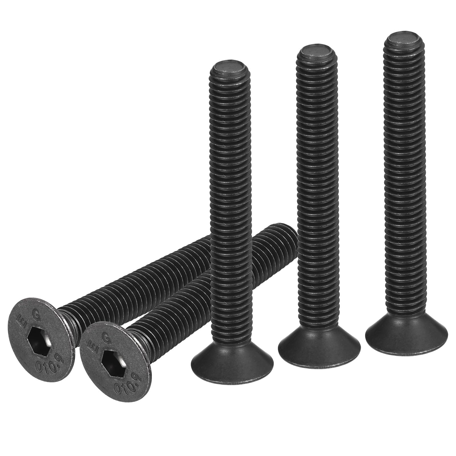 DTGN M8-1.25x60mm Flat Head Socket Cap Screws, 10 Pack Hex Socket Flat Head Screws Carbon Steel Black Oxide, Full Thread