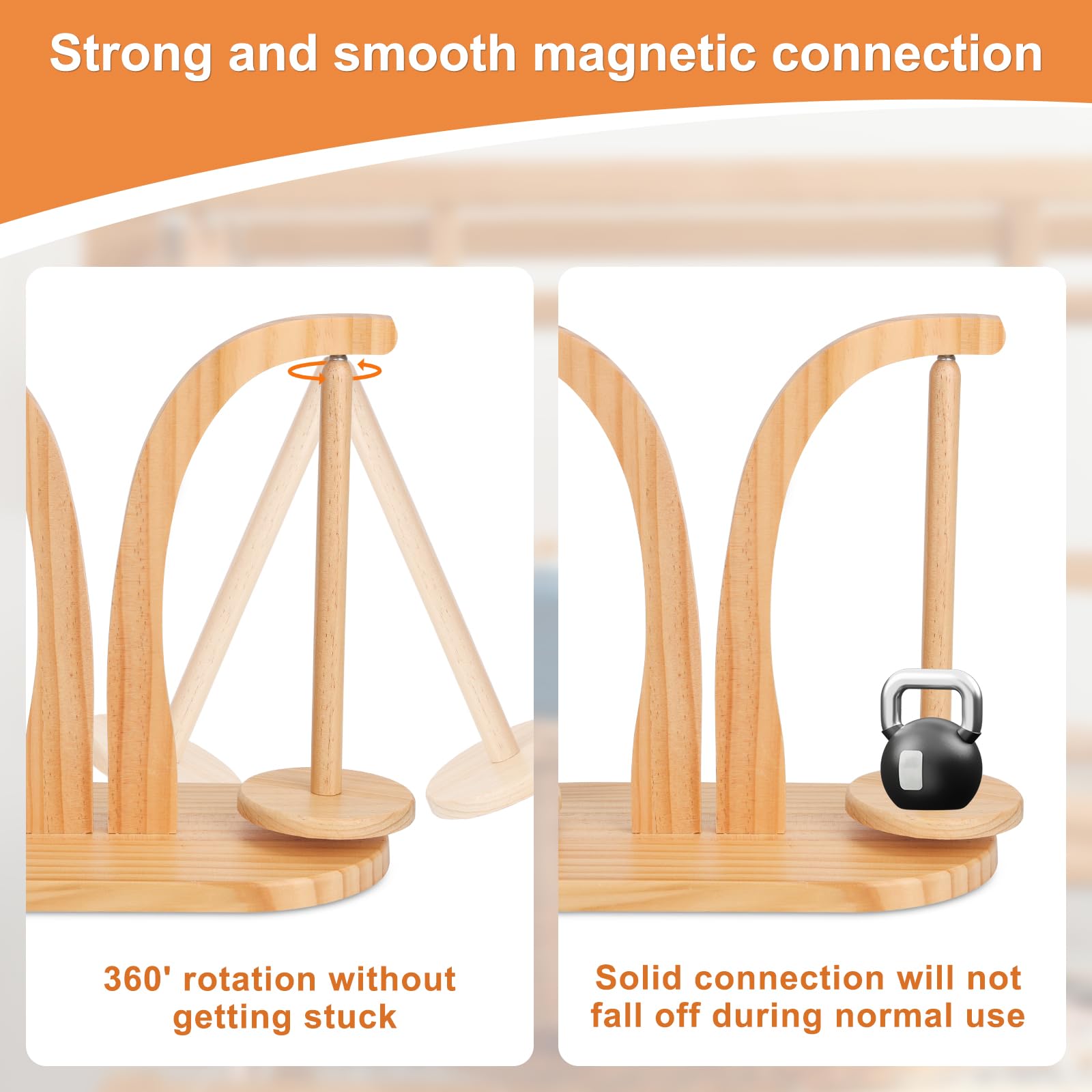 Porte-fil à Tricoter ZLOTOTEC – Spinner Magnétique En Bois De Pin, Supporte 800 G – Facile à Monter