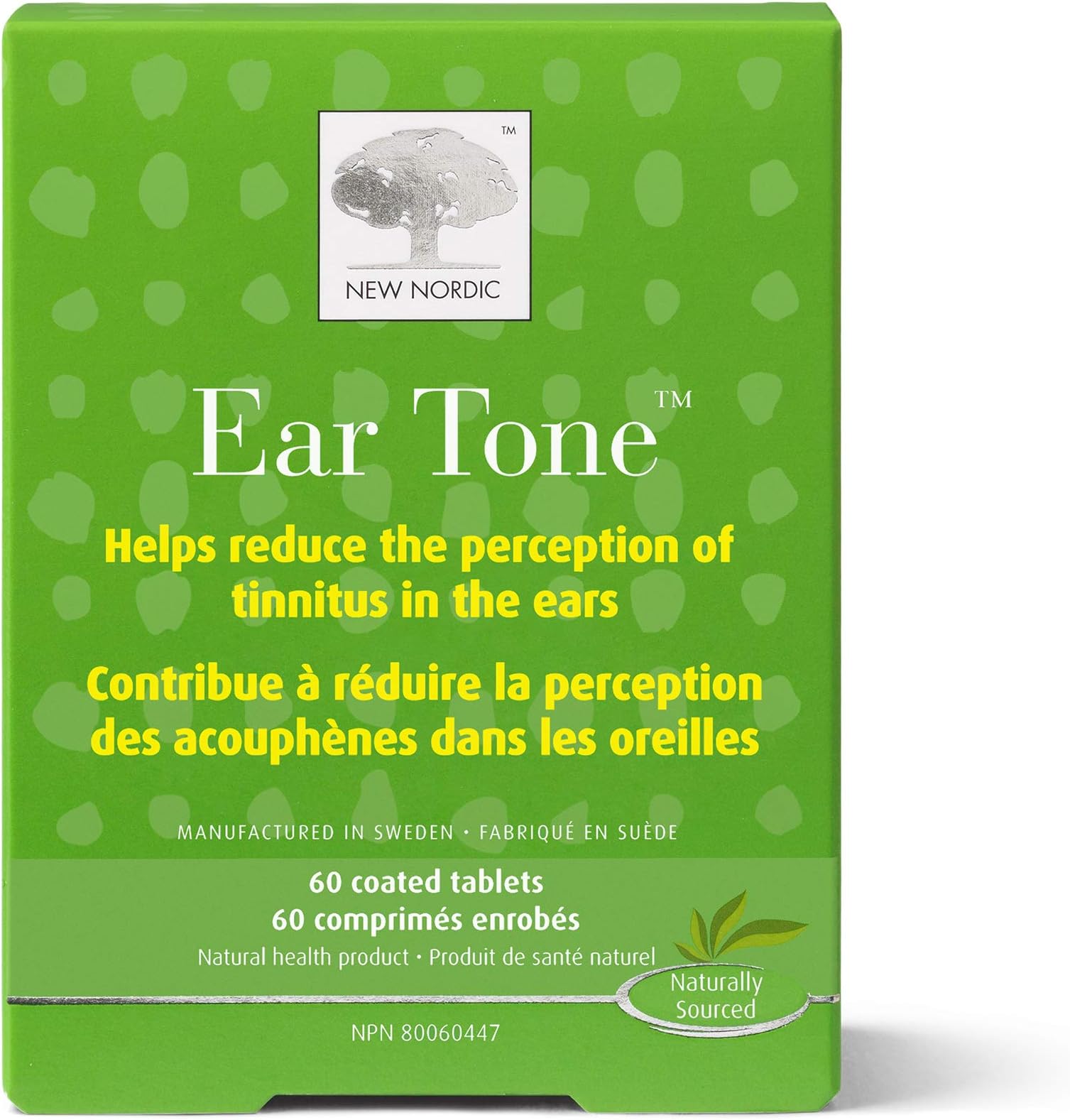 NEW NORDICEar Tone, 60 Tablets with Gingko Biloba and Magnesium, Ear Ringing Relief and Hearing Support