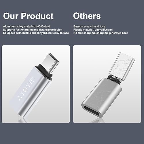 Miniatura 7 de AIOYE Paquete de 3 adaptadores Lightning a USB C con cordón, adaptador de iPhone a USB C compatible con iPhone serie 15 y otros dispositivos USB C