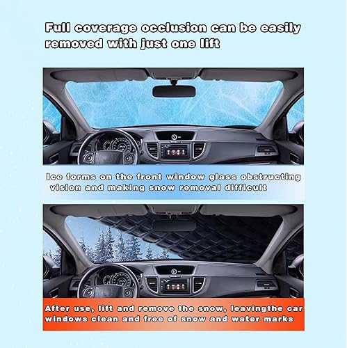 Miniatura 3 de Sodcay 1 cubierta de nieve para parabrisas delantero de automóvil, 75 x 62.25 x 42.25 pulgadas, tela Oxford 600D para guardar escarchas, dispositivo