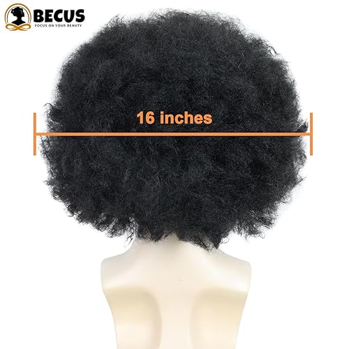 Miniatura 3 de BECUS Pelucas afro de 11 pulgadas para hombres, peluca afro rizada suave, sintética, corta, enorme, rizada, para hombres, uso diario y disfraz,