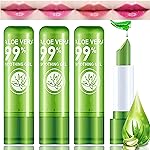 LZYLLS 4 Pack Aloe Vera Lipstick,Long Wear Nourishing Lip stick,Waterproof Moisturizing Color Changing Lip Balm Lipstick,Lip Gloss,Magic Temp Color Change Matte Lip Gloss Makeup