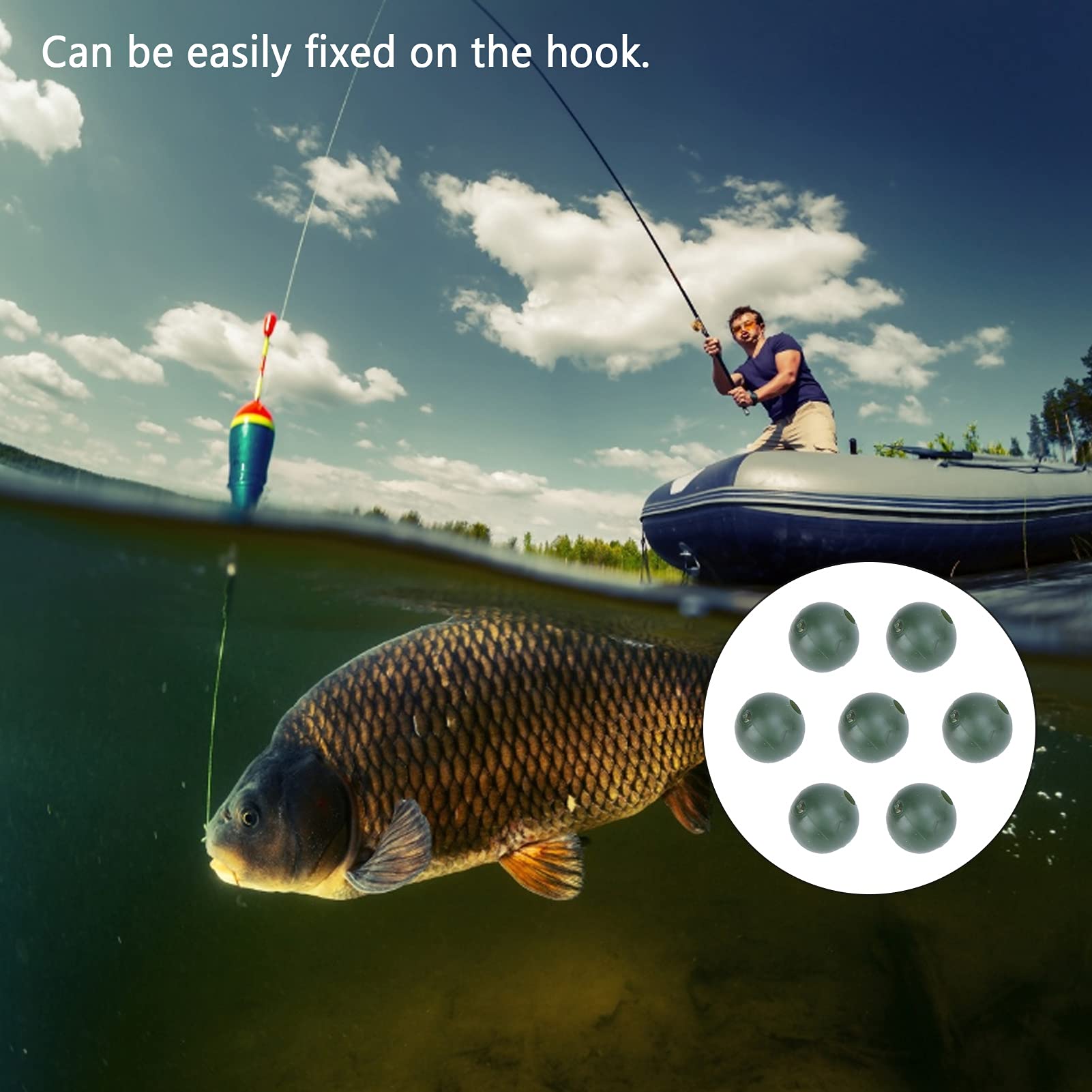 Space Beans Set Silicone Gel Fishing Line Stopper Collision Avoidance Beans for Fishing50pcs 8mm Fishing Beads, (Green)