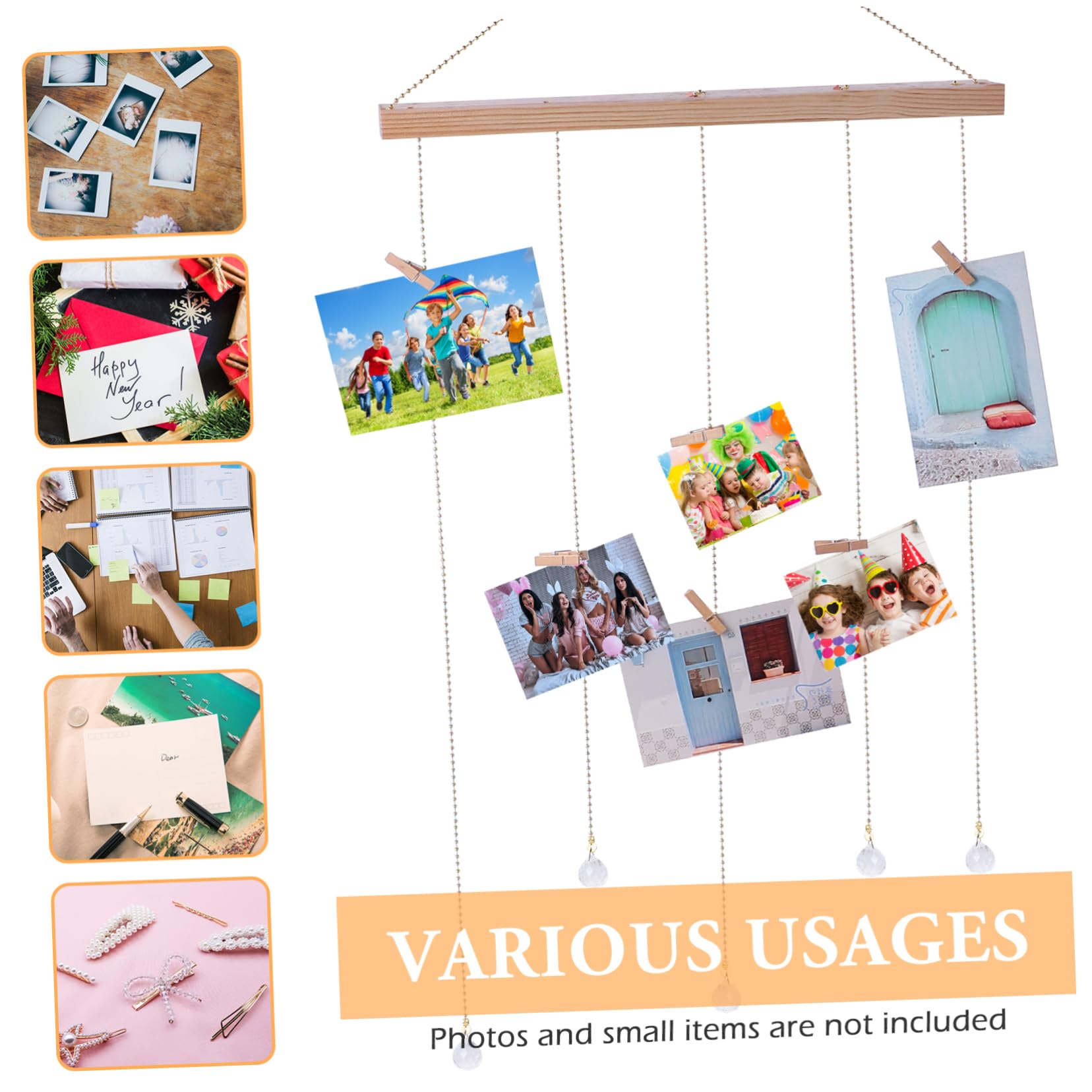 Decoración navideña 1 Juego Creativo para Colgar Fotos en la Pared, Adorno de Madera con Clip para Fotos, para el hogar, sólido, para Bodas, cumpleaños, Decoraciones navideñas, lig