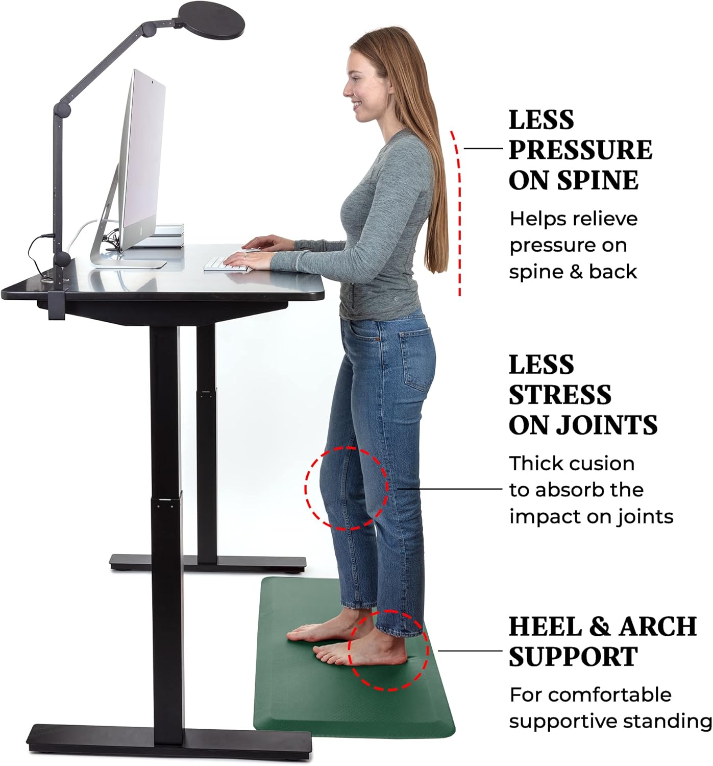 Zulay Home Large 20 x 39 Inch Anti Fatigue Floor Mat - 3/4 Inch Thick Cushioned Kitchen Mats for Standing - Comfortable Padded Floor Mats for Standing Work Desk - Memory Foam Kitchen Mat - Green