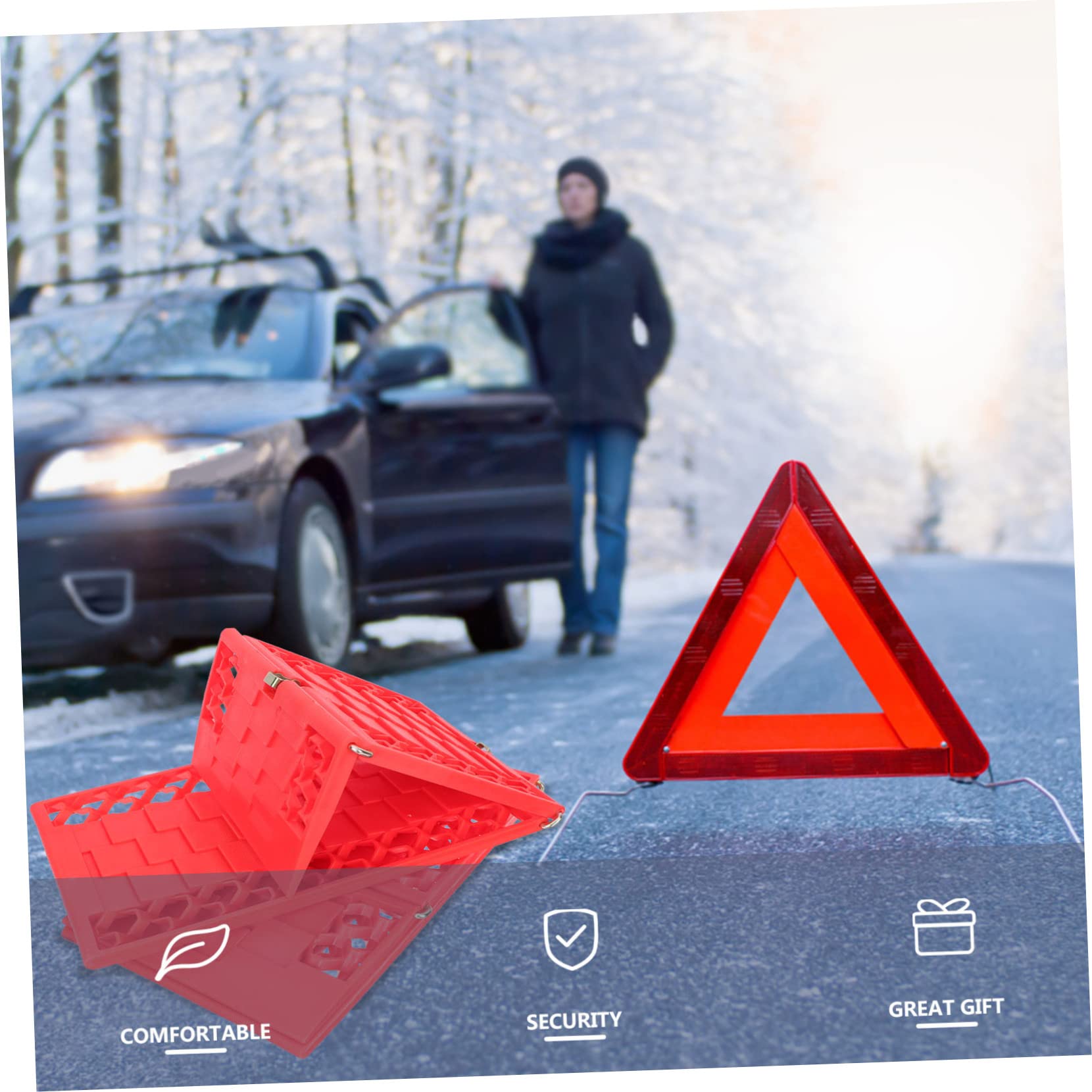 GANAZONO 1 paire de tapis antidérapants pour planche à neige, pneus d'hiver, tapis de récupération de pneus pour moto, planche à boue, roue rouge neige en plastique, antidérapant, tapis de traction