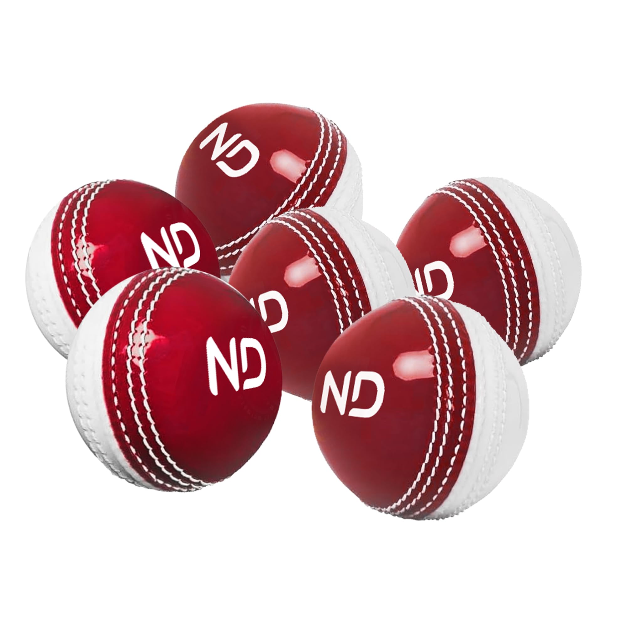 ND Sports Incrediball Cricket Ball – Pack of 1, 3, or 6 – Red & White Durable Practice & Training Ball – Ideal for Net Practice & Match Play (Pack 6, Red/White)