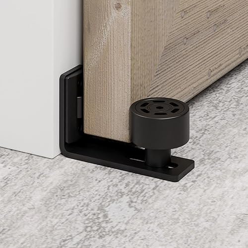 Guía de piso de puerta corredera de granero ajustable con rodillo, guía de piso de puerta de granero montada en la pared, con parte inferior plana