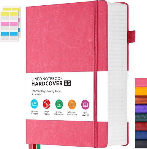 Miniatura 14 de Cuaderno Grueso en Formato Diario, Cuadernos de Cuero A5 con 320 Páginas de Papel Rayado para la Universidad, Cuaderno Diario de Tapa Dura para
