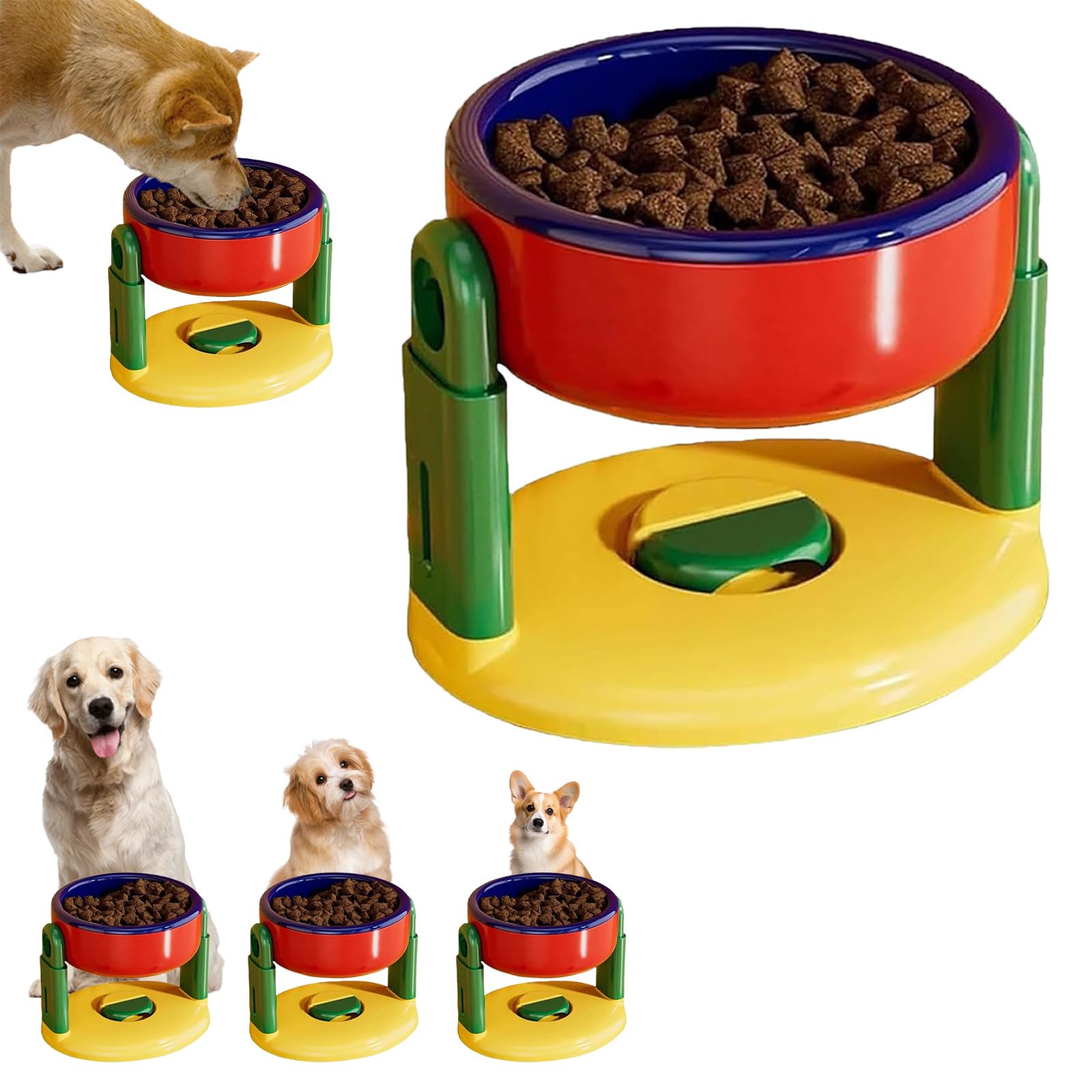 Height Adjustable Raised Dog Bowl with Suction Cup, Single Raised Dog Bowl with Stand for Small and Medium Dogs,Modern Elevated Cat Food and Water Bowls,Liftable Suction Cup Pet Bowls (Red)