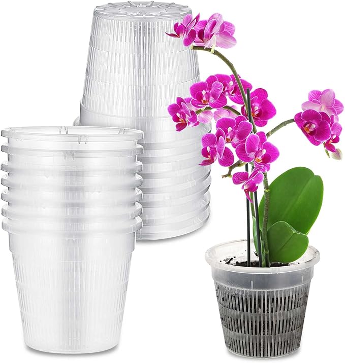 4.3 Inch Clear Plastic Orchid Pots 24 Packs Orchid Pots with Holes Breathable