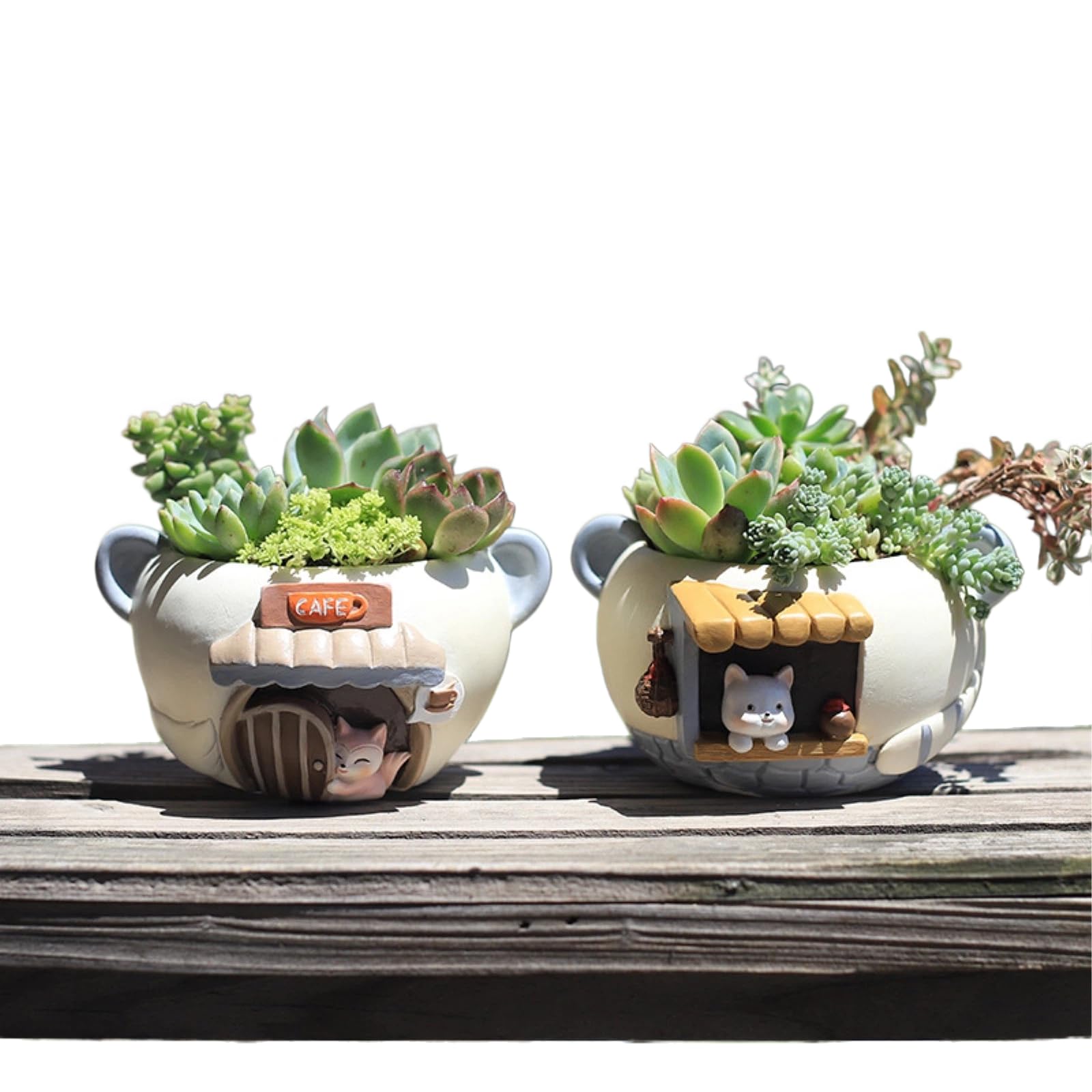 Plantateur succulent résine de dessin animé avec drainage pour décoration de bureau