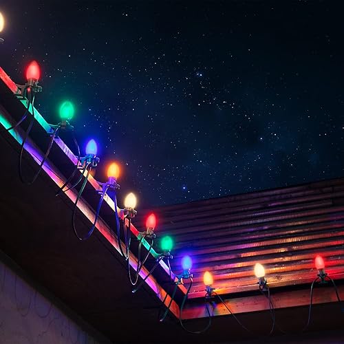 Miniatura 6 de NIOSTA C7 - Luces LED de Navidad, 25 pies, multicolor, conectables, luces de Navidad grandes, impermeables, para árbol de Navidad, jardín, patio,