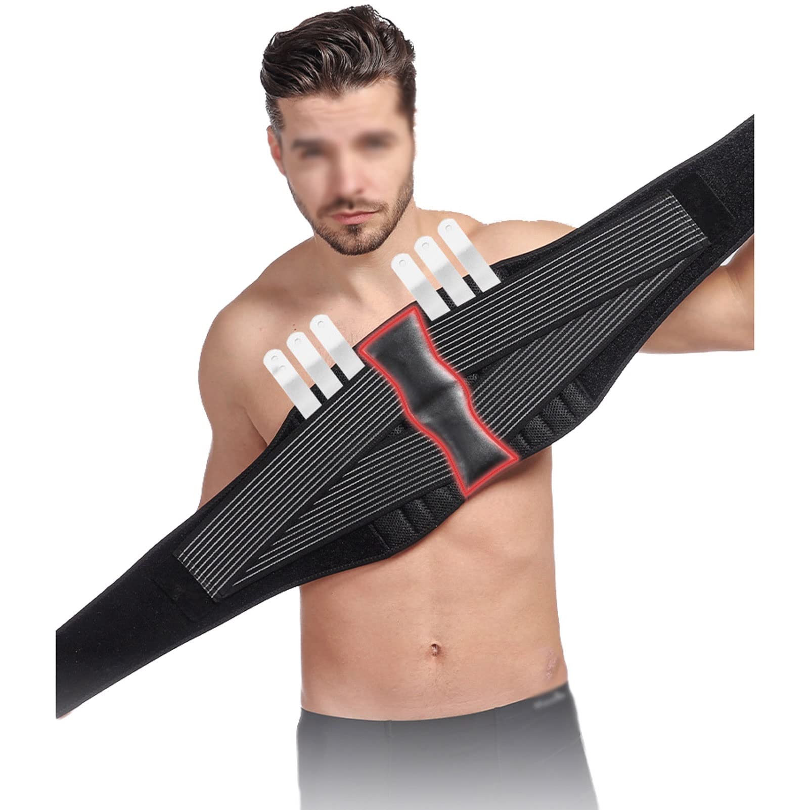 Soporte de Espalda para Hombres y Mujeres Cintura Transpirable Cinturón de Soporte Lumbar para ciática, Hernia de Disco, Levantamiento Pesado, con Correas Ajustables Dobles (M/Medio) ()