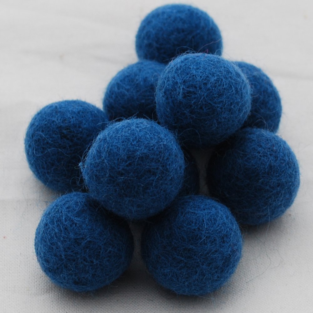 Oriental Direct Cerulean Blue 100% Wool Felt Balls 2.5Cm- 10 Count