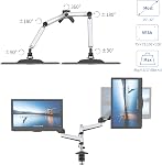 SHOPPINGALL Dual Monitor Mount with Height Adjustable Gas Spring Double Arm Monitor Stand with 2 Swing Arms for 15”-32” Computer LCD Screens with C Clamp/Grommet Mounting Base- SA-GA24-White