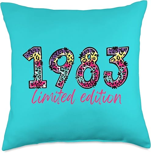 Miniatura 5 de Birthday Retro Rainbow Leopard Print Tees 1983 Limited Edition Retro Rainbow Leopard Print Throw Pillow, 16x16, Multicolor