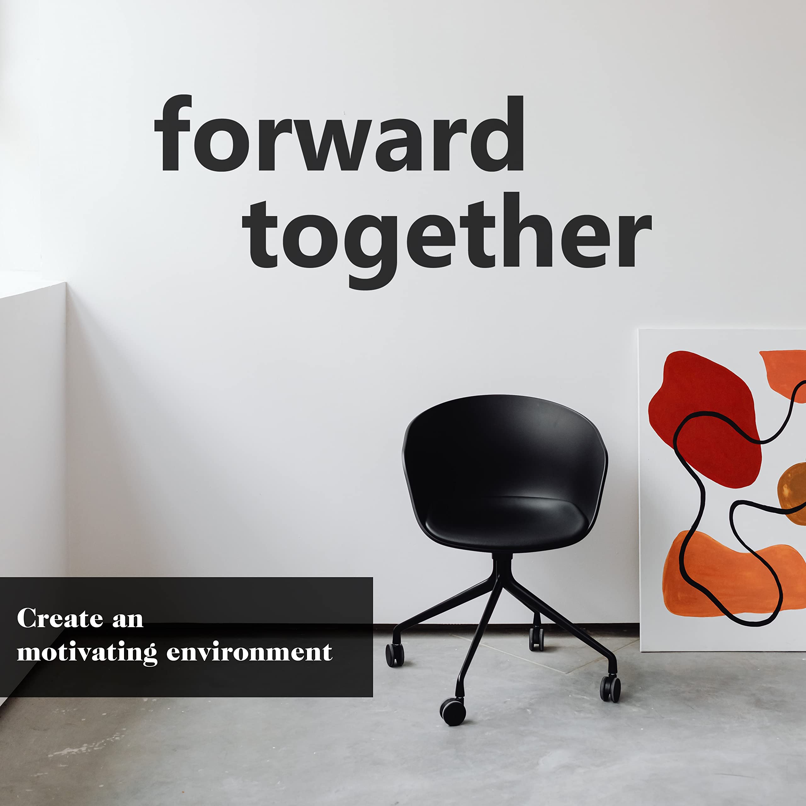 Calcomanía motivacional e inspiradora para pared de oficina, citas de vinilo para negocios, palabras de trabajo en equipo y decir decoración positiva (hacia adelante juntos)