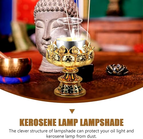 Miniatura 5 de HOMSFOU Lámpara de vidrio antigua, lámpara de aceite de aceite, reemplazo de chimenea, globos de lámpara de huracanes, pantalla de lámpara