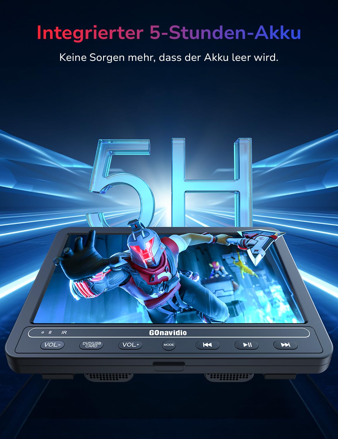10,5" Tragbarer DVD Player Auto mit 2 HD-Bildschirm, 4-5 Stunden Wiederaufladbare Batterie, Auto Fernseher DVD Player mit Dual-Lautsprechern, Autoladegerät, 2 Kopfhörern, Sync TV/USB/SD-Karte