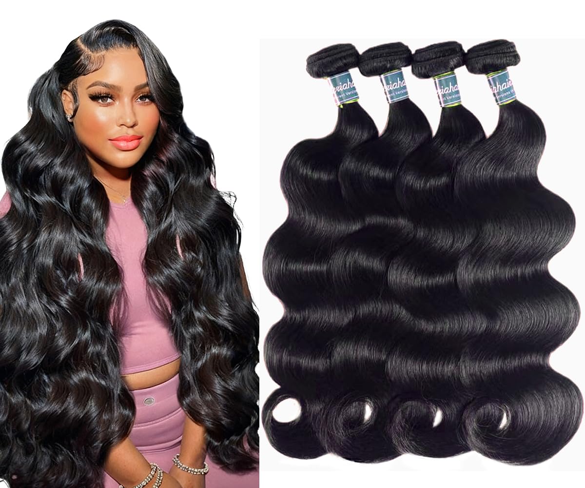 12A Human Hair Bundles 16 18 20 22 Inch Body Wave Bundles Human Hair 100% Unprocessed Virgin Hair Extensions Raw Quick Weave Extensions Natural Black