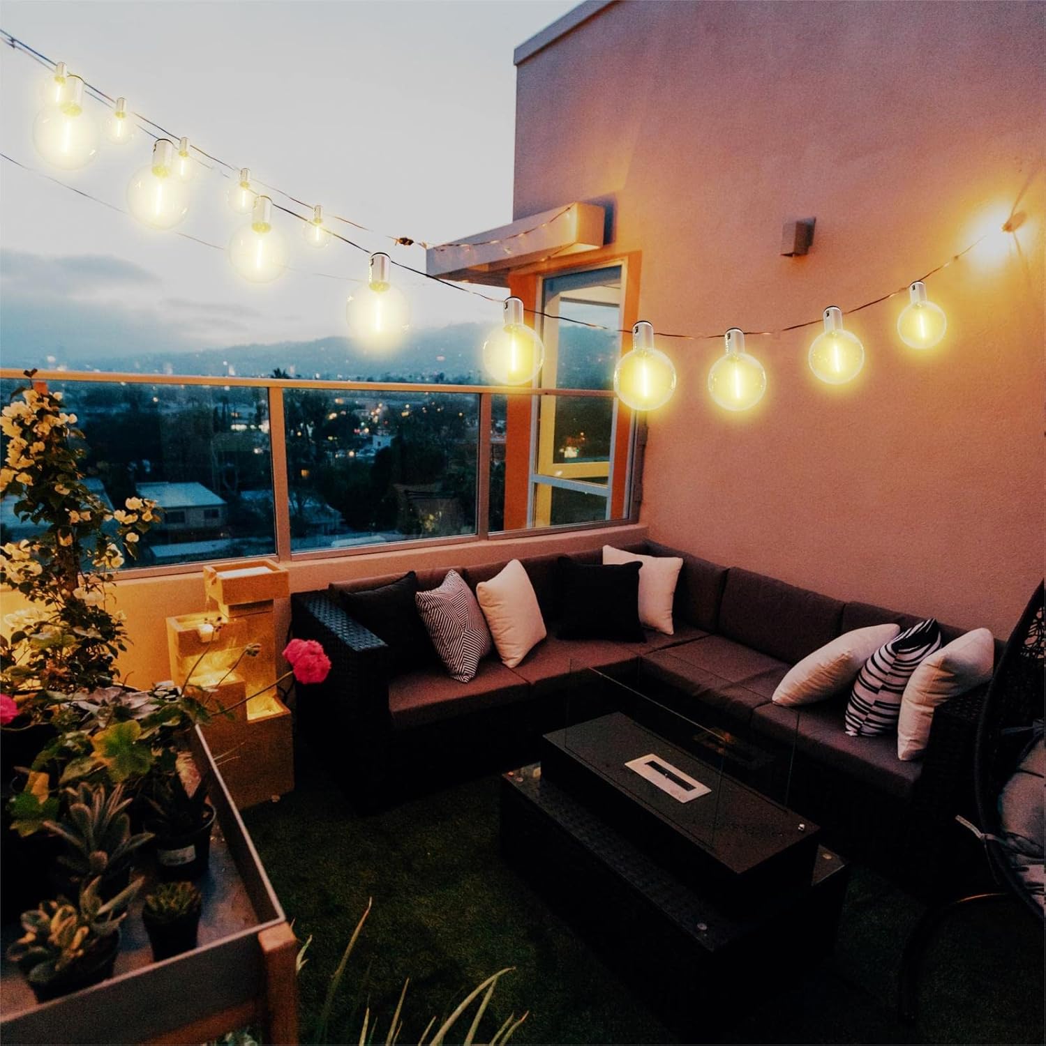 Indoor String Lights 48FT(24X2),Dimmable Globe String Lights with 40 Bulbs,Decorative Hanging Bulb Lights for Bedroom,Parties,Porch…