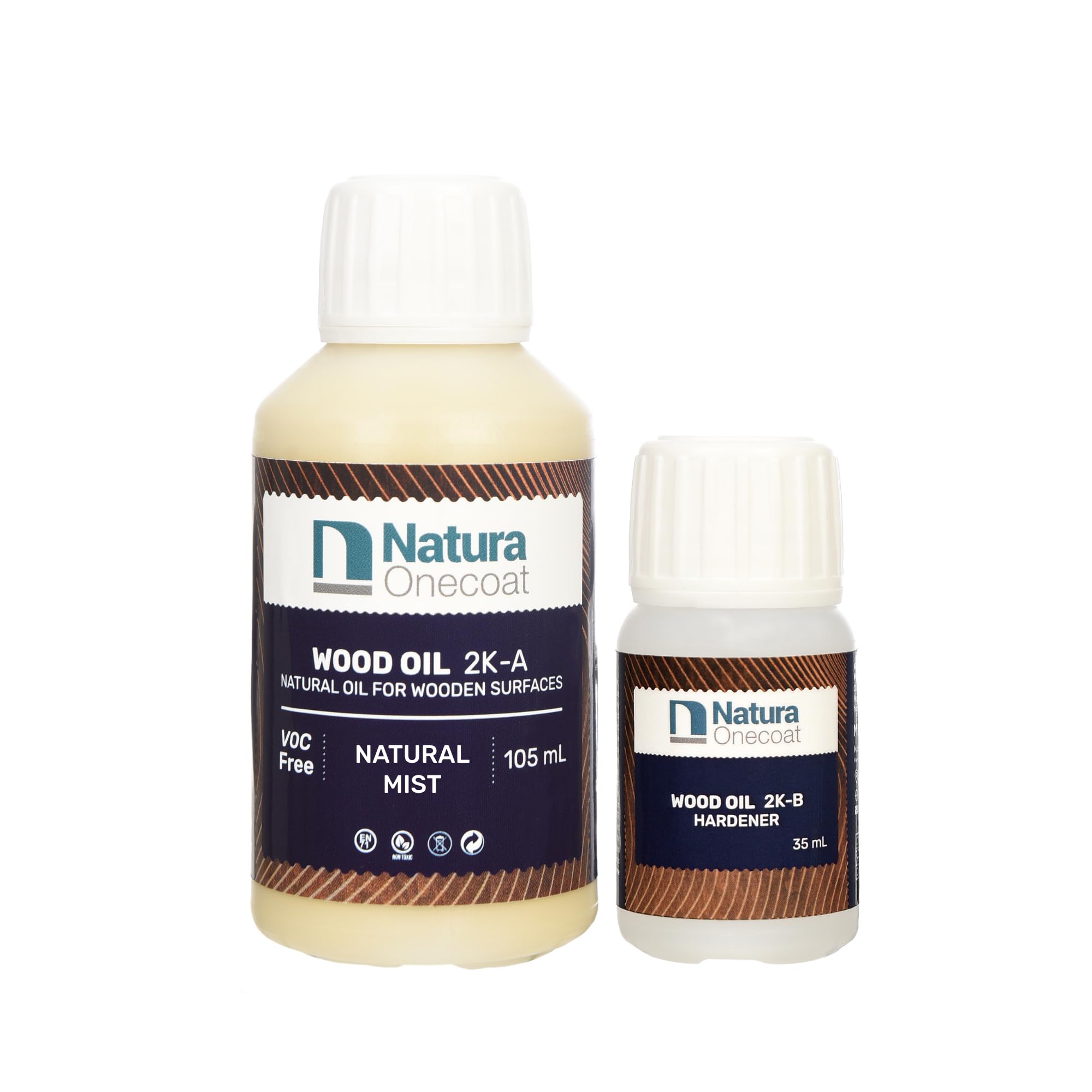 Natura Onecoat Wood Stain Oil - 85 ft² - 140 ml, Natural Mist – Wood Finish for Interior Furniture & Floor - Linseed Wood Oil - Fast-Drying -