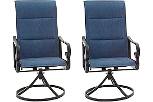 High Back Patio Swivel Rocker Chairs (Blue, Set of 2)