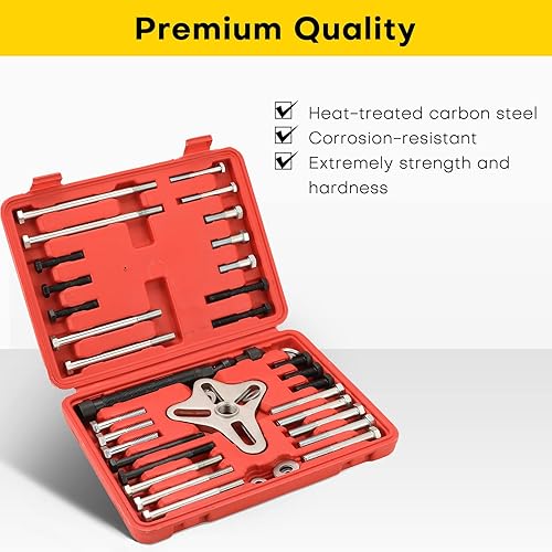 Miniatura 3 de Juego de 46 extractores de equilibrador armónico Juego de herramientas de instalación de polea de dirección asistida, removedor de volante, Rojo