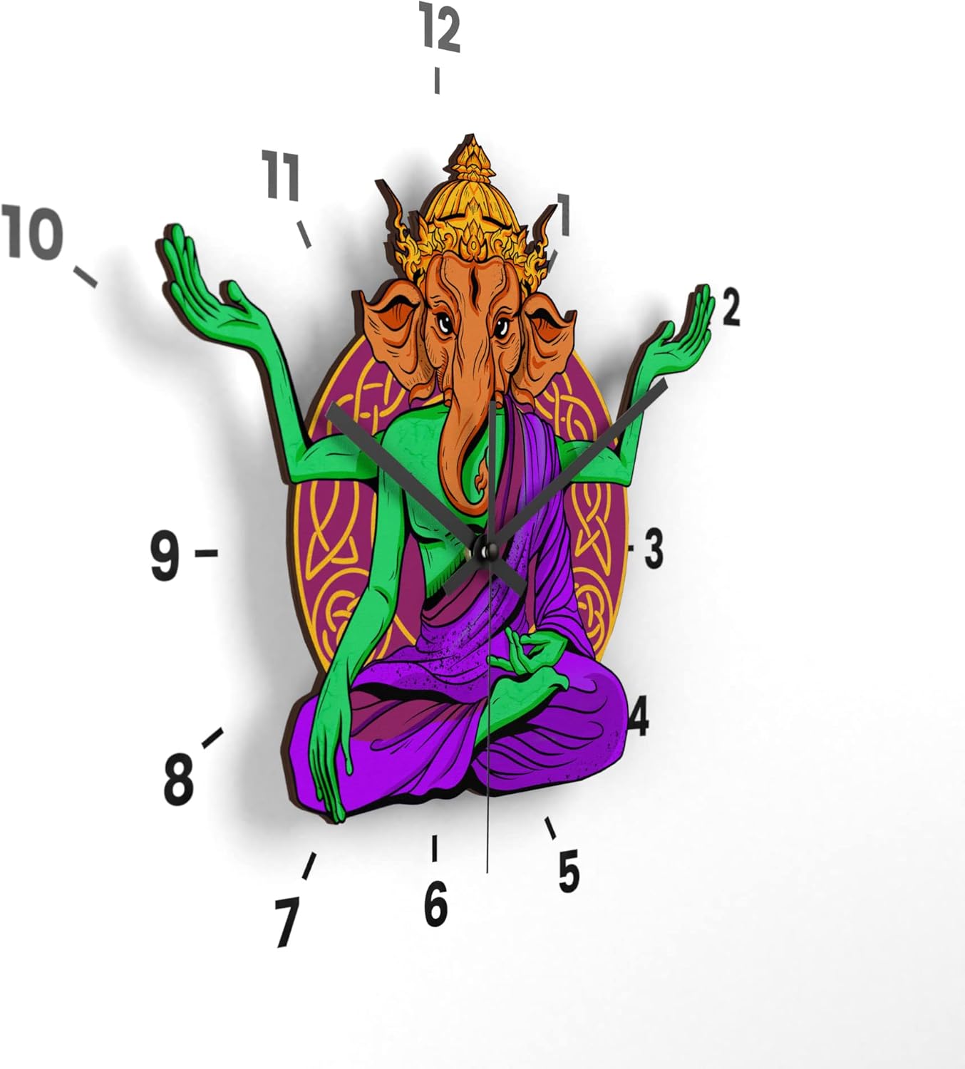 Wooden Wall Clock Meditation Alien Yoga Bedroom Living Room Wall Art Mounted Kitchen Area 51 Eco Psychedelic Cafe Ganesha Laser Cut Home Decor DIY Numbers Stickers Plywood Silent Watch