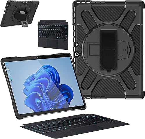 Miniatura 8 de ZenRich Surface Pro 8 - Funda resistente de 13 pulgadas 2021 para Surface Pro 8 con soporte y correa de mano, resistente a los golpes, compatible
