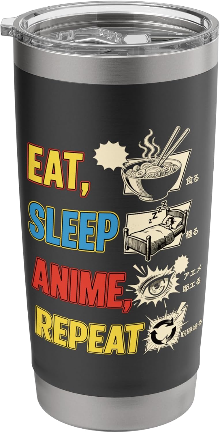 Eat Sleep Anime Repeat Funny Otaku Graphic Anime Figur Anime Stainless Steel Insulated Tumbler