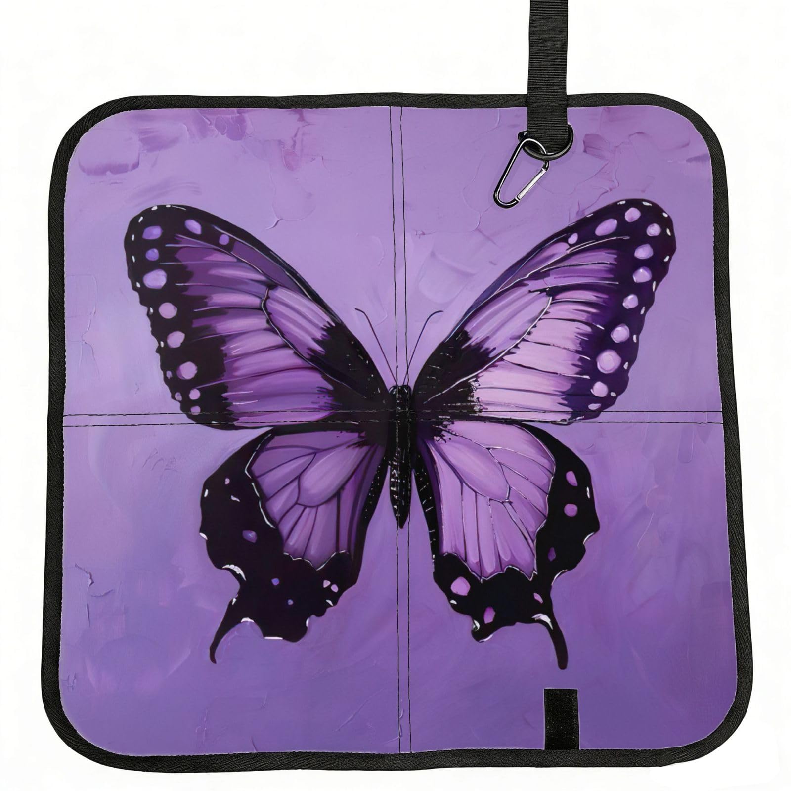 PPHGUT Butterfly Purple Print Foldable Seat Cushion Waterproof Portable Chair Pad Travel Outdoor Picnic Camping