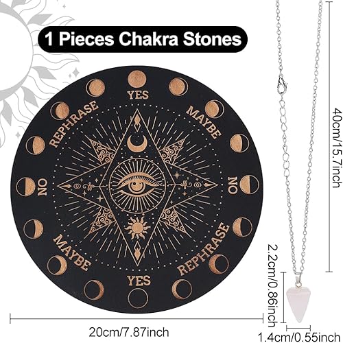 Miniatura 9 de INFUNLY Tablero de péndulo de madera Yin Yang Doce Constelaciones Bruja Dowsing Divination Planchette Board de madera Ouija de 79 pulgadas tablero