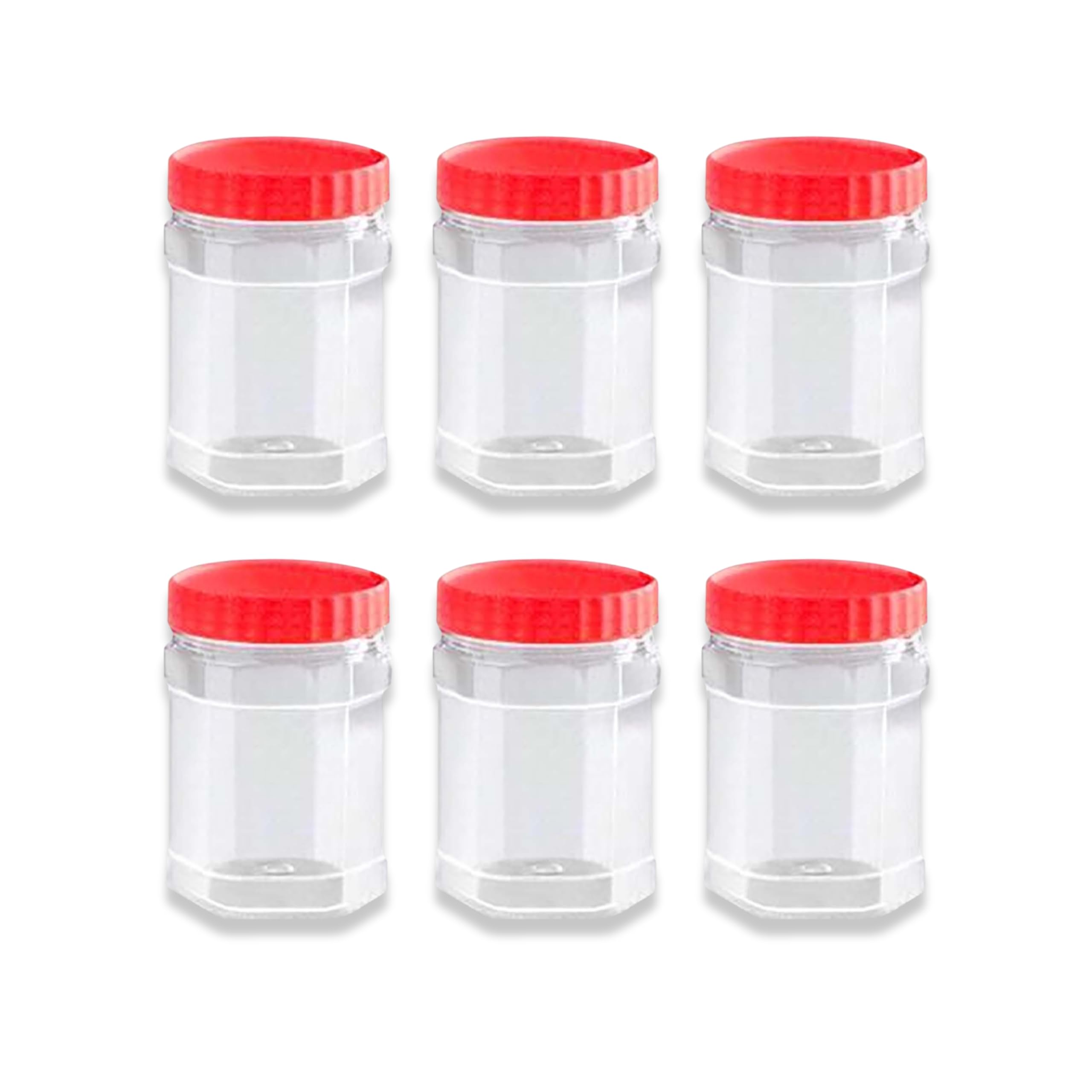QUANTA Plastic Jars with Lids – Clear Storage Containers – Airtight, Stackable, BPA-Free Container Jar for Spices, Sweets, Crafts, Dog Treats – Reusable & Durable (12, Clear/Transparent, 400ml)