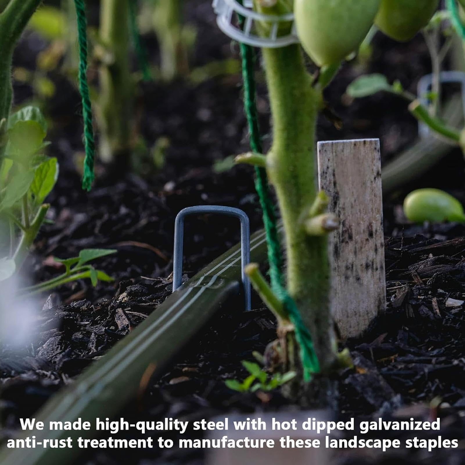 Piquets de Gazon 50 Pièces d'ancrages en Forme de U avec Joints de Fixation