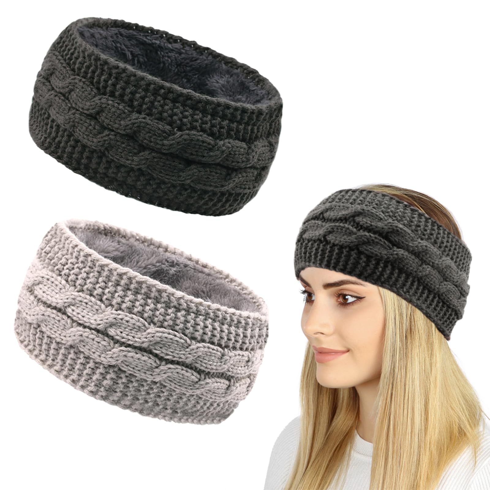 Bandeau Cheveux - Femme - 3 Pièces - Tricoté - Élastique - Garder