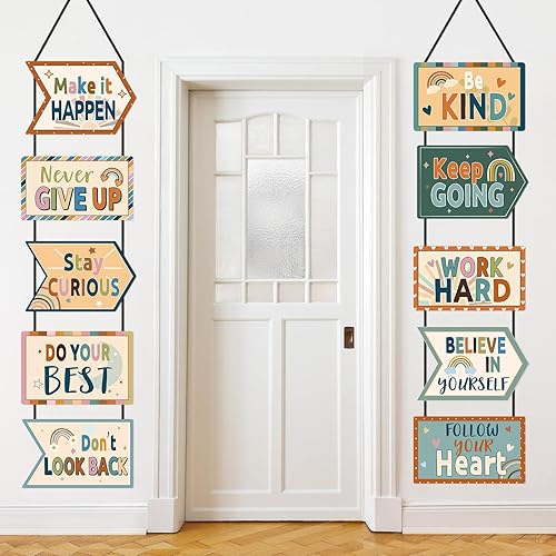 Fulmoon Banners de decoración de aula bohemios, carteles motivacionales para porche, póster inspirador para puerta, afirmaciones, decoración de