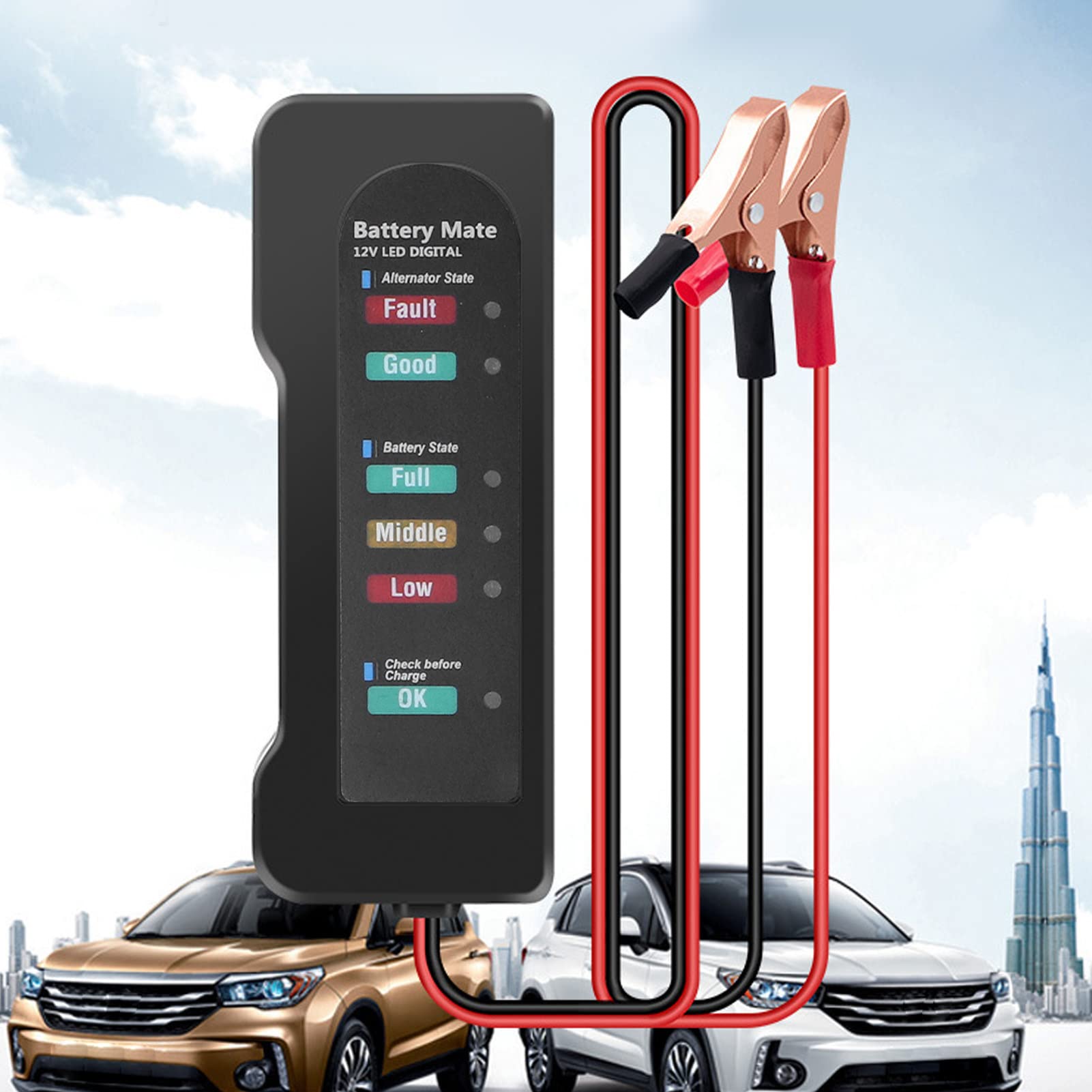 Car Battery Tester, 9-12V Battery Reader, Useful Detecting Tool for Your Car Kit