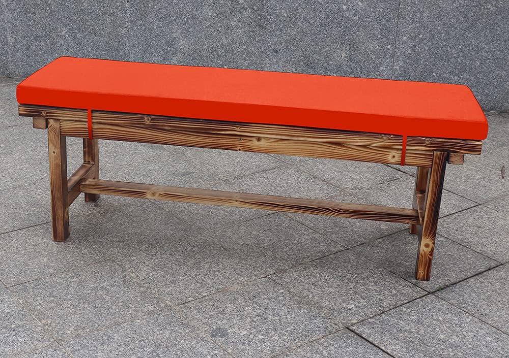 Custom Outdoor/Indoor Water Repellent Seat Cushion for Patio Bench,Chair, Outdoor Furniture，Window, Balconie Orange 30x14x1.2 Inch