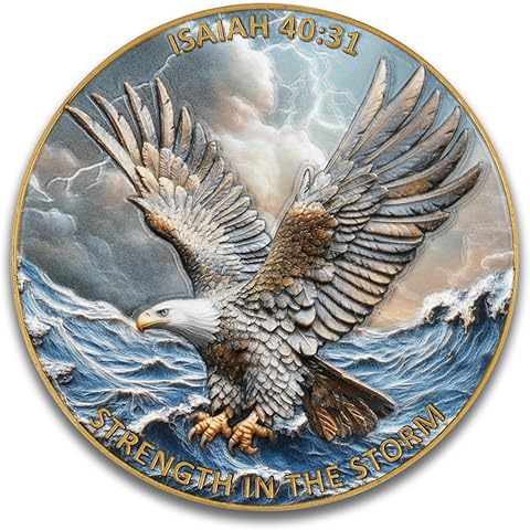 Inspirational Eagle Challenge Coin with Isaiah 40:31 Bible Verse - Motivational Mil...