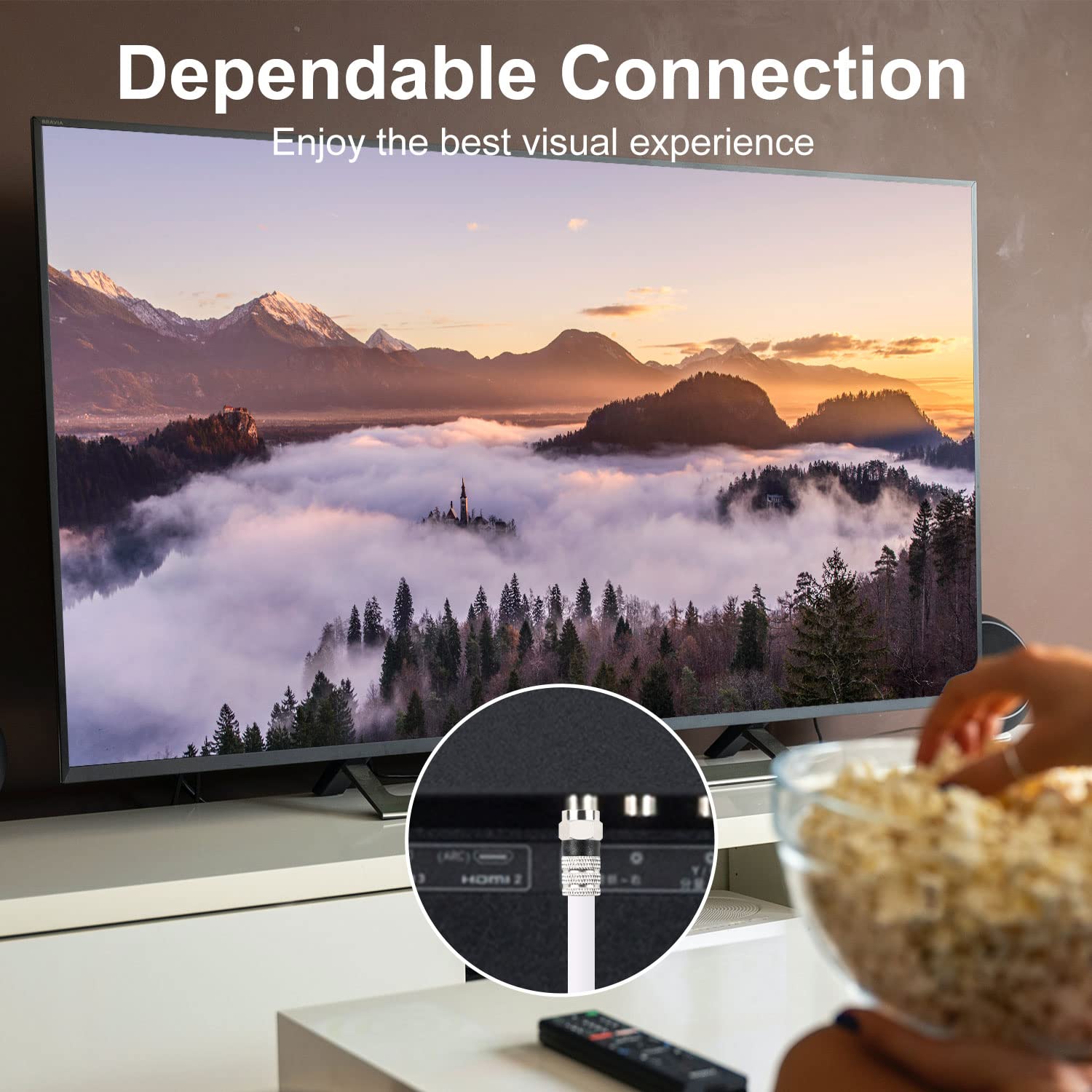 Postta Digitales Koaxialkabel (3 m), vierfach geschirmt, weiß, RG6-Kabel mit F-Steckern