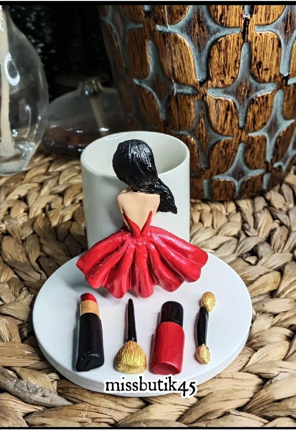 SODEF Turkish Coffee Cup Set 2 Piece Ceramic 90ml Red refined Design for Birthday Gift - Red