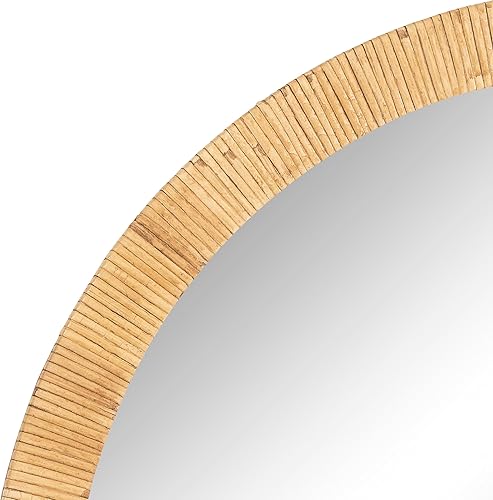Miniatura 6 de Kate and Laurel Rahfy - Espejo de pared de ratán con arco bohemio, 28 x 32, madera natural, espejo decorativo de madera con marco de ratán auténtico