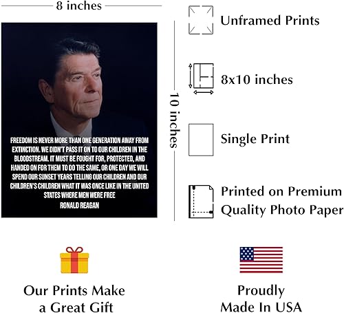 Miniatura 2 de Ronald Reagan Patriotic Quotes Wall Art Decor - Freedom is One Generation Away, This Presidential Typographic Portrait Poster Print Is An Ideal For