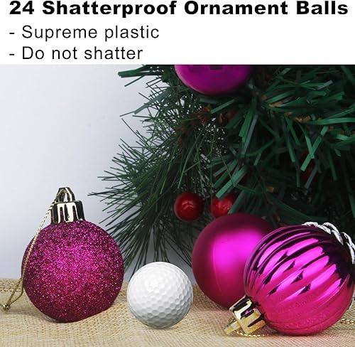 Vista 112 de 18 esferas medianas decorativas navideñas para árbol de Navidad, inastillables, para colgar, color púrpura, 2.5 pulgadas, paquete de 18