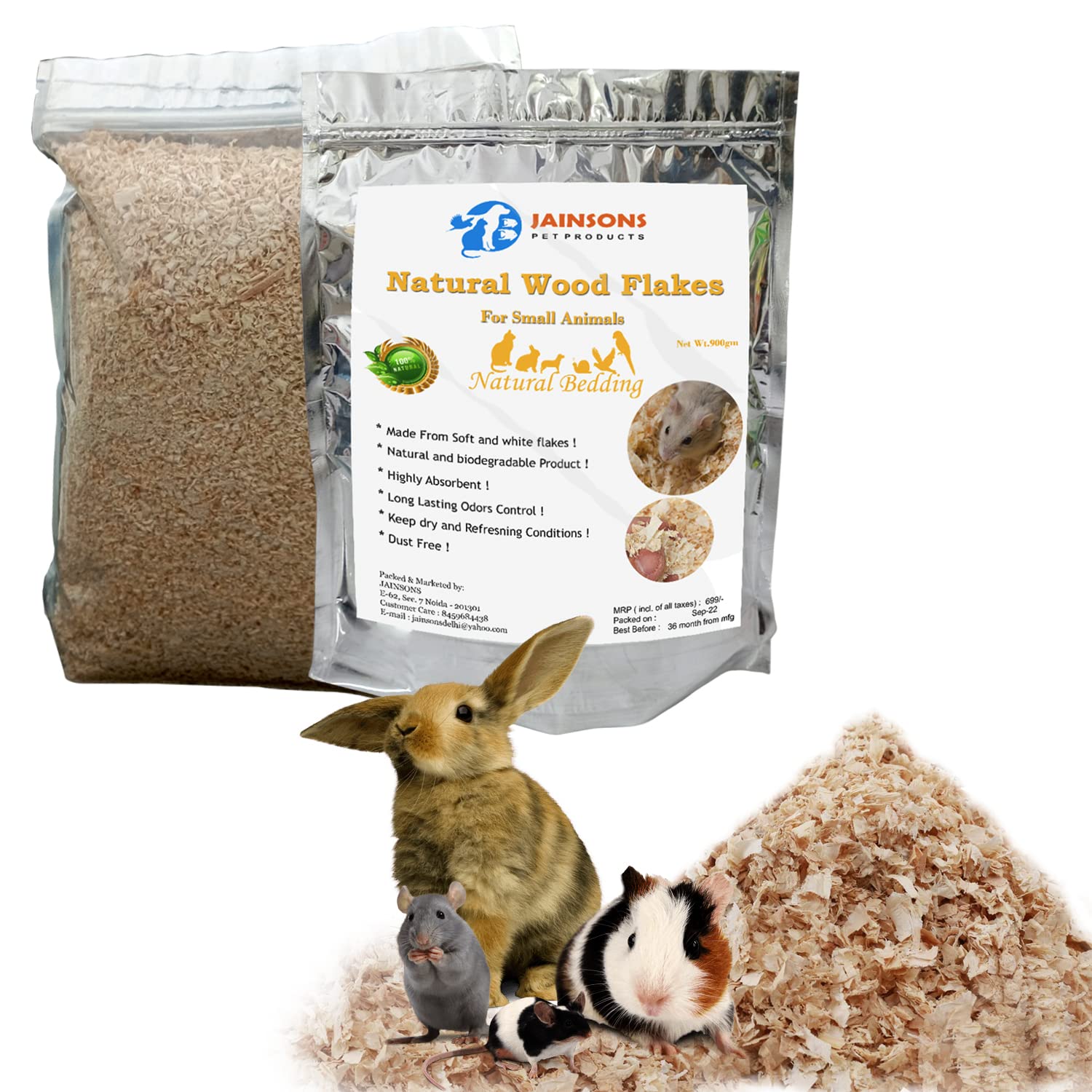Jainsons Pet Products Natural Wood Flakes 900gm Bedding for Small Animals, Superior Odor Control, Pesticide & Chemical Free Wood Flakes Pet Bedding (B0BJ2ZG5WV) Amazon Price History, Amazon Price Tracker