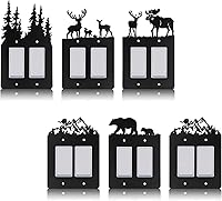 Vista 10 de Lothee 6 piezas de placas metálicas para interruptor de luz con diseño de oso, alce, árbol, montaña, alce, bosque, placa de tomacorriente