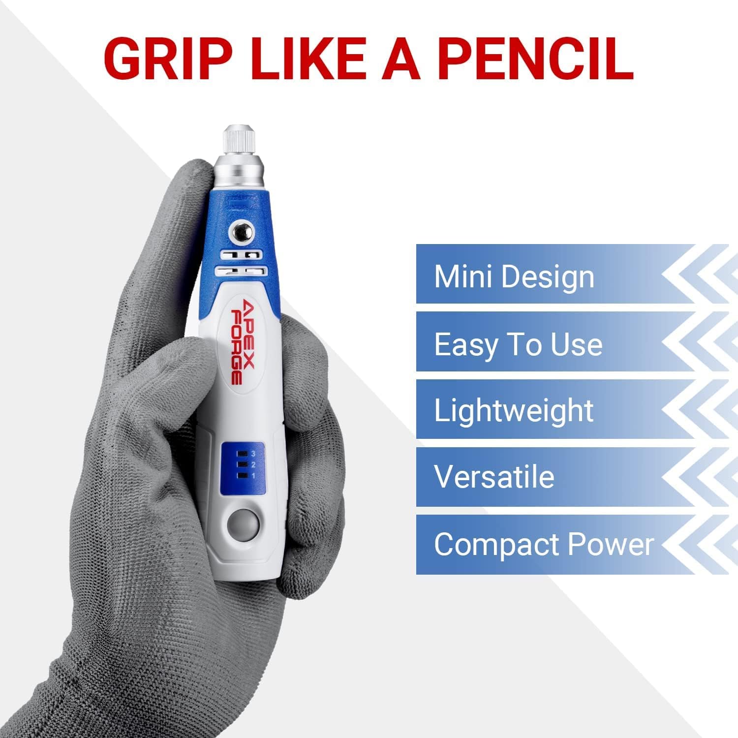 APEXFORGE M3 Mini Cordless Rotary Tool, 40 Pcs Accessories, USB Charging Cable, 3-Speed Selection, 2 Collets, 3.7V Multiple-purpose Rotary Tool for 3D Printing Trim, Small Light Jobs, and DIY Project